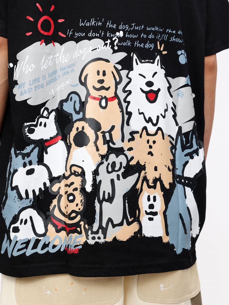 T Shirts Aelfric Eden Funny Cartoon Dogs Graphique Tee Noir | BEL-41574274